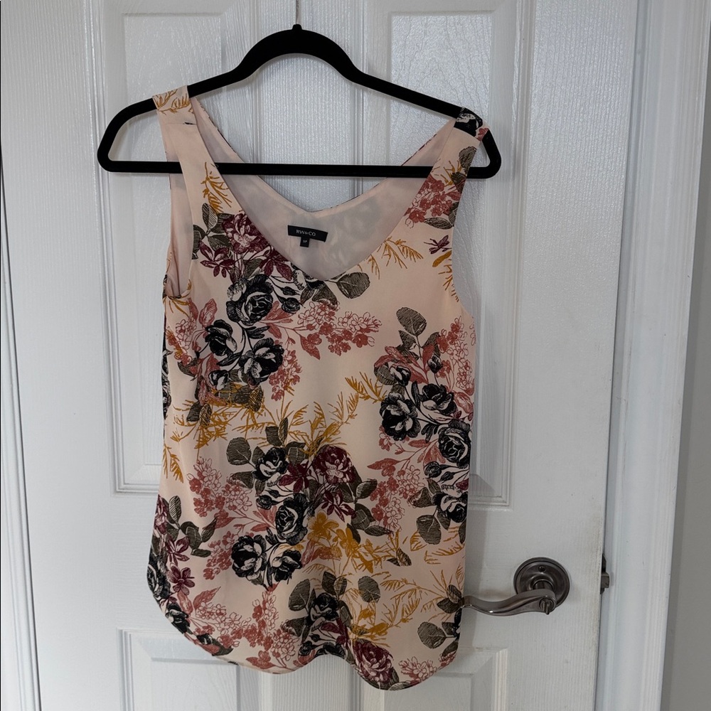 RW&CO. Floral Tank Top - Cream and Multicolor